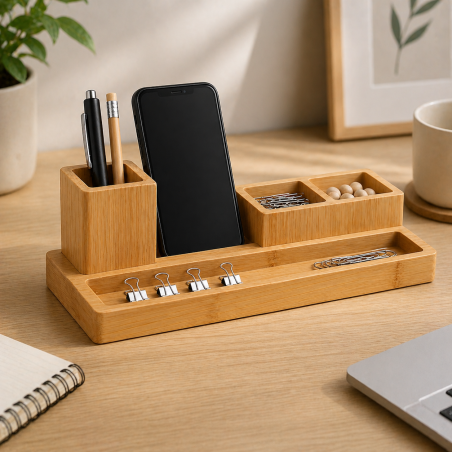 Organiseur de bureau en bambou